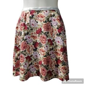 NWT Liz Claiborne Lizwear Petite 14 Linen Rose Garden Skirt
